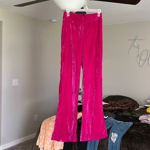 Nasty Gal Crushed Velvet Hot Pink Pants